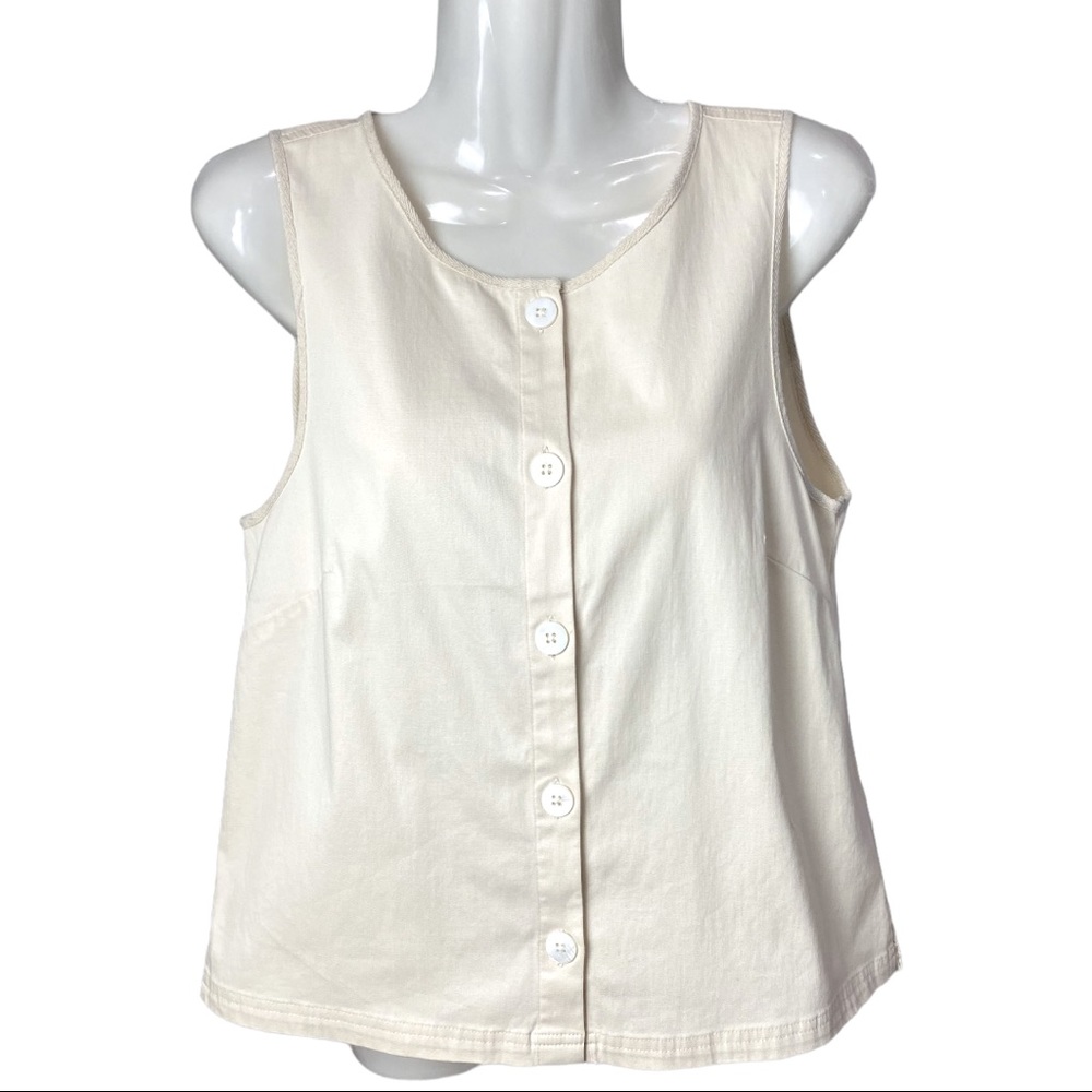 LILLA P | NWT Twill Button Front Top | Size Small